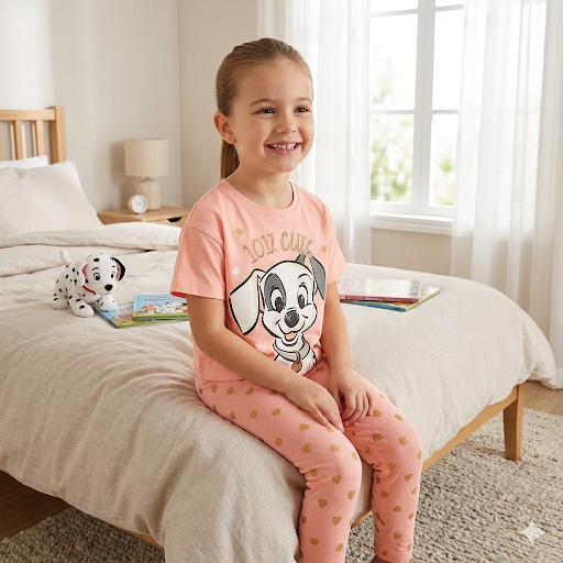 Official Disney 101 Dalmatians Girls Kids PJ Set – Long Sleeve Top & Pants Pyjamas