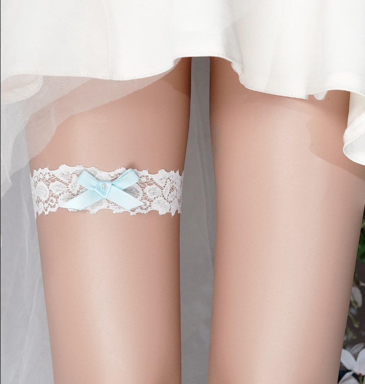 Bridal Garter – White & Blue Wedding Gift | Something Blue for the Bride to Be