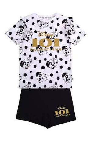 Official Disney 101 Dalmatians Girls Kids PJ Set – Short Sleeve Top & Shorts Pyjamas