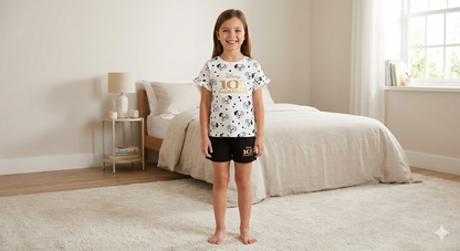 Official Disney 101 Dalmatians Girls Kids PJ Set – Short Sleeve Top & Shorts Pyjamas