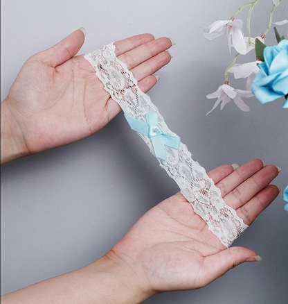 Bridal Garter – White & Blue Wedding Gift | Something Blue for the Bride to Be