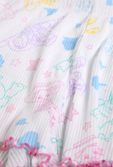 Disney Toy Story Girls Pyjamas Kids Sequin White Pink Short PJs Ribbed Set