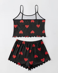 Love Heart Print Cami & Shorts Pyjama Set – Cute Summer Nightwear