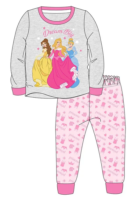 Official Disney Princess Girls Pyjama Set – Dream Big Long PJs | Cinderella Belle Aurora