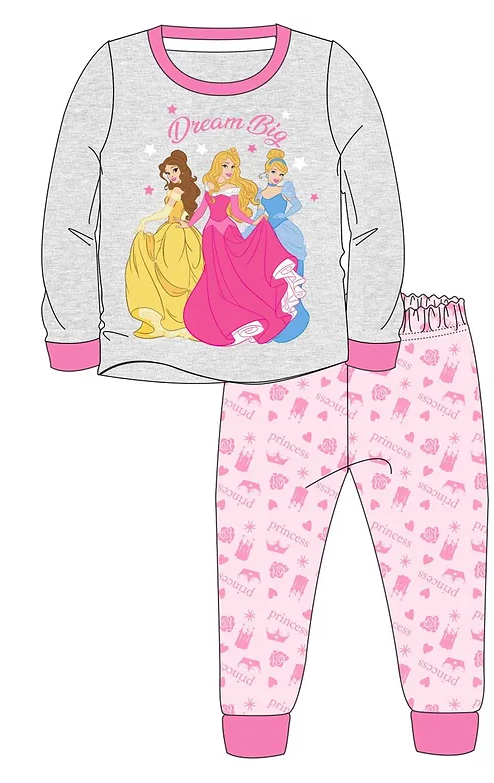 Official Disney Princess Girls Pyjama Set – Dream Big Long PJs | Cinderella Belle Aurora