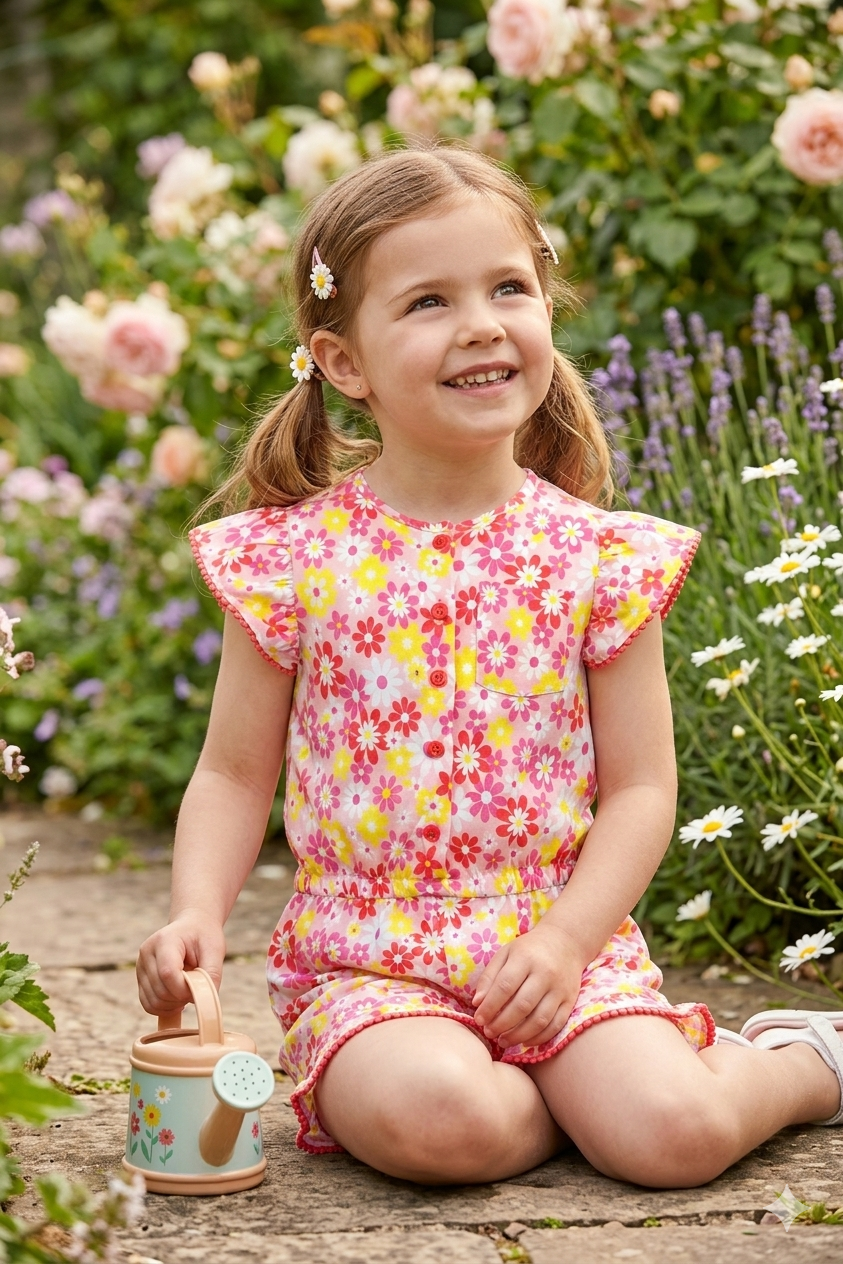 Girls Floral Playsuit – Baby & Toddler Summer Romper Jumpsuit