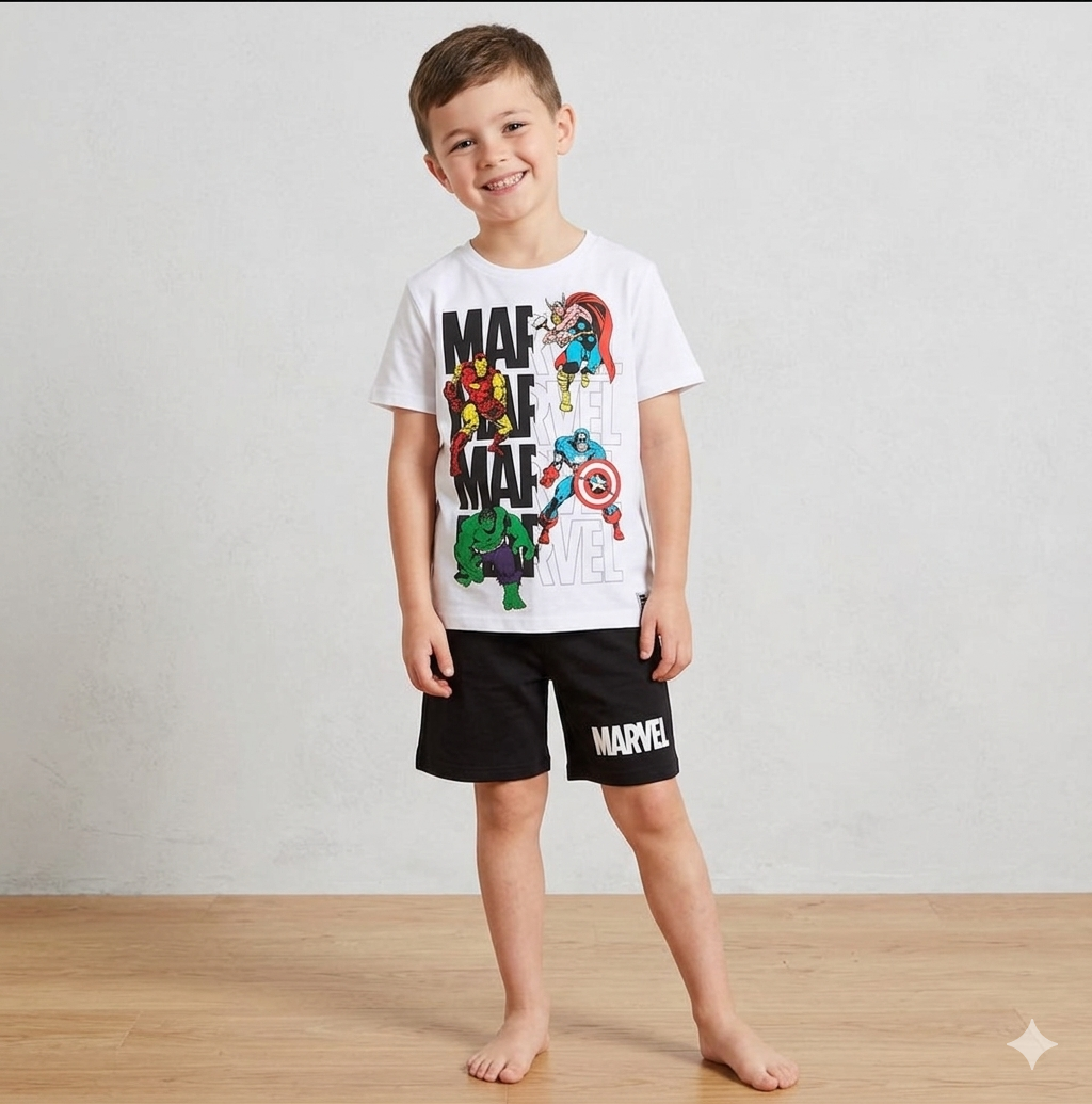 Official Marvel Avengers Boys Kids Pyjamas – T-Shirt & Shorts Set