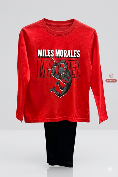 Official Spider-Man Miles Morales Boys Kids Pyjamas – T-Shirt & Shorts Set | UK Stock