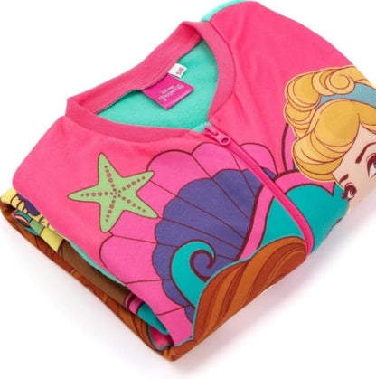 Girls Disney Princess One Piece Pyjamas Kids Fleece Sleepsuit Nightwear PJs