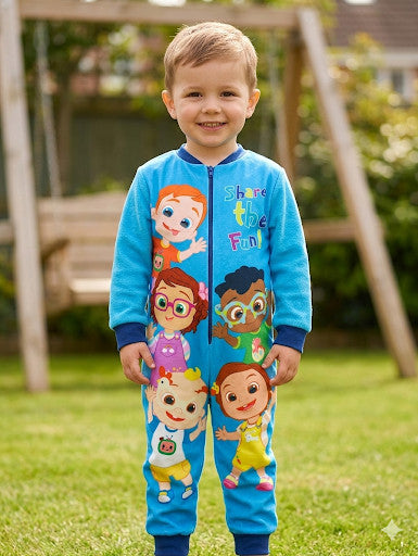 Officially Licensed CoComelon Boys Pyjamas Fleece All In One UK Stock