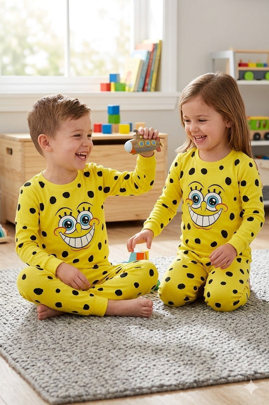 Kids Official SpongeBob SquarePants Pyjamas Boys Girls Full Length Set
