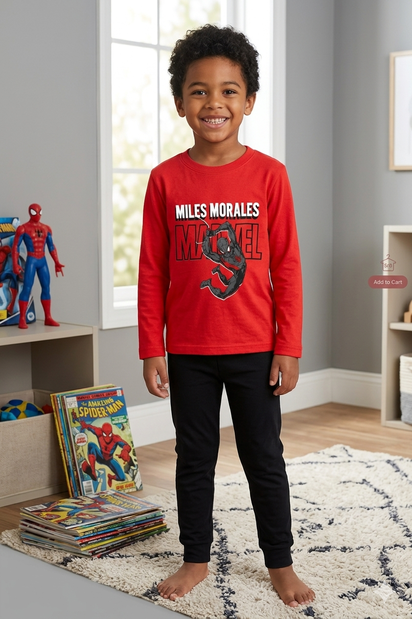 Official Spider-Man Miles Morales Boys Kids Pyjamas – T-Shirt & Shorts Set | UK Stock