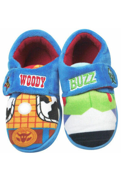 Disney Toy Story Boys Slippers – Woody & Buzz Lightyear Plush Furry House Shoes