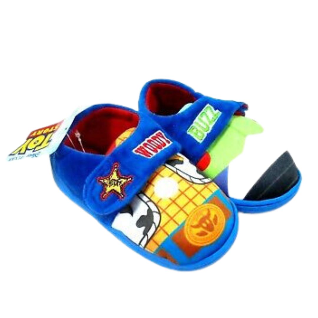 Disney Toy Story Boys Slippers – Woody & Buzz Lightyear Plush Furry House Shoes